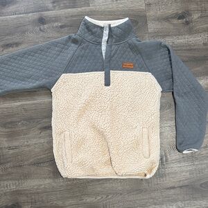 Simply Southern Sherpa Gray and Cream pullover